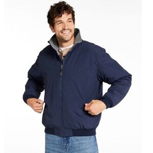 L.L. Bean Men's Warm Up Fleece Lined Bomber Jacket - Royal Blue - size L